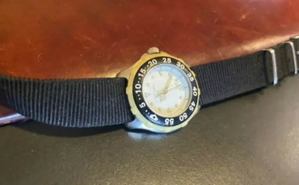 Women's Nine and company Watch, Silver Tone with Black Canvas Band